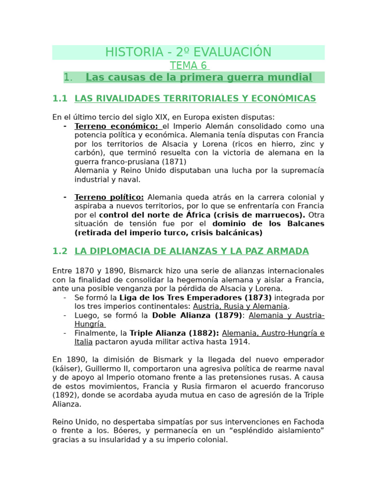 Causas y Consecuencias de la PGM | PDF | imperio Alemán | Austria Hungría