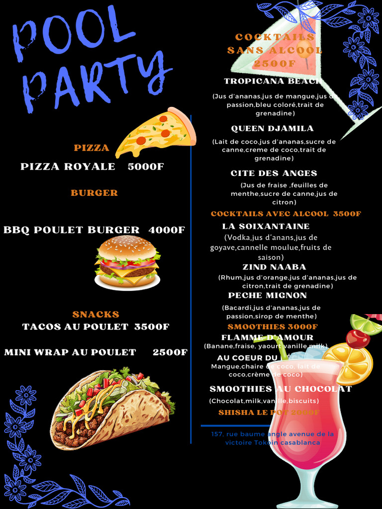 Menu de la Pool Party Scarabay | PDF