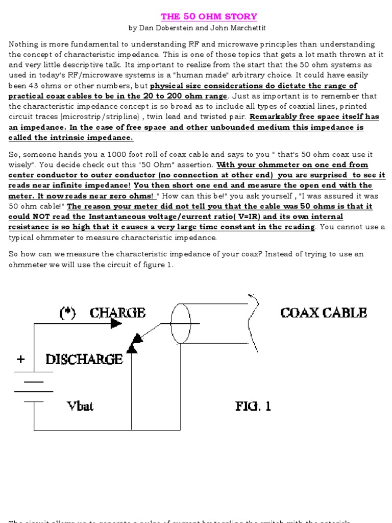 50 Ohm Theory PDF Coaxial Cable Capacitor