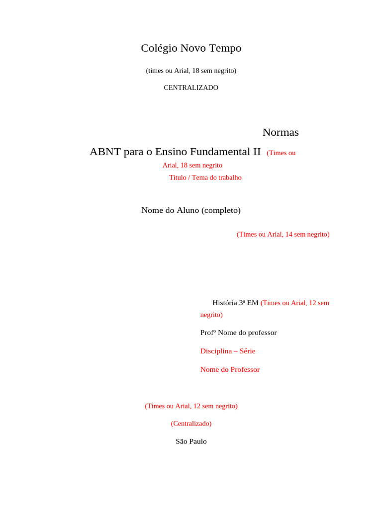 Normas ABNT para Trabalhos Escolares | PDF | Arial | Informação