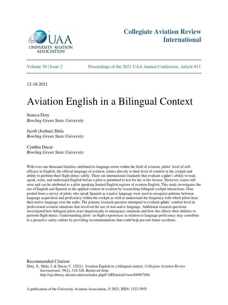Bilingualism's Impact on Aviation Safety | PDF | Multilingualism ...