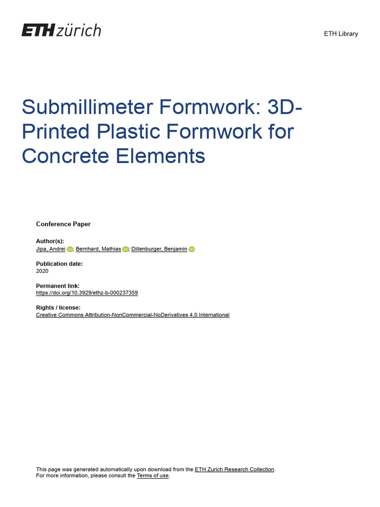 3D-Printed Plastic Formwork for Concrete | PDF | 3 D Printing | Concrete