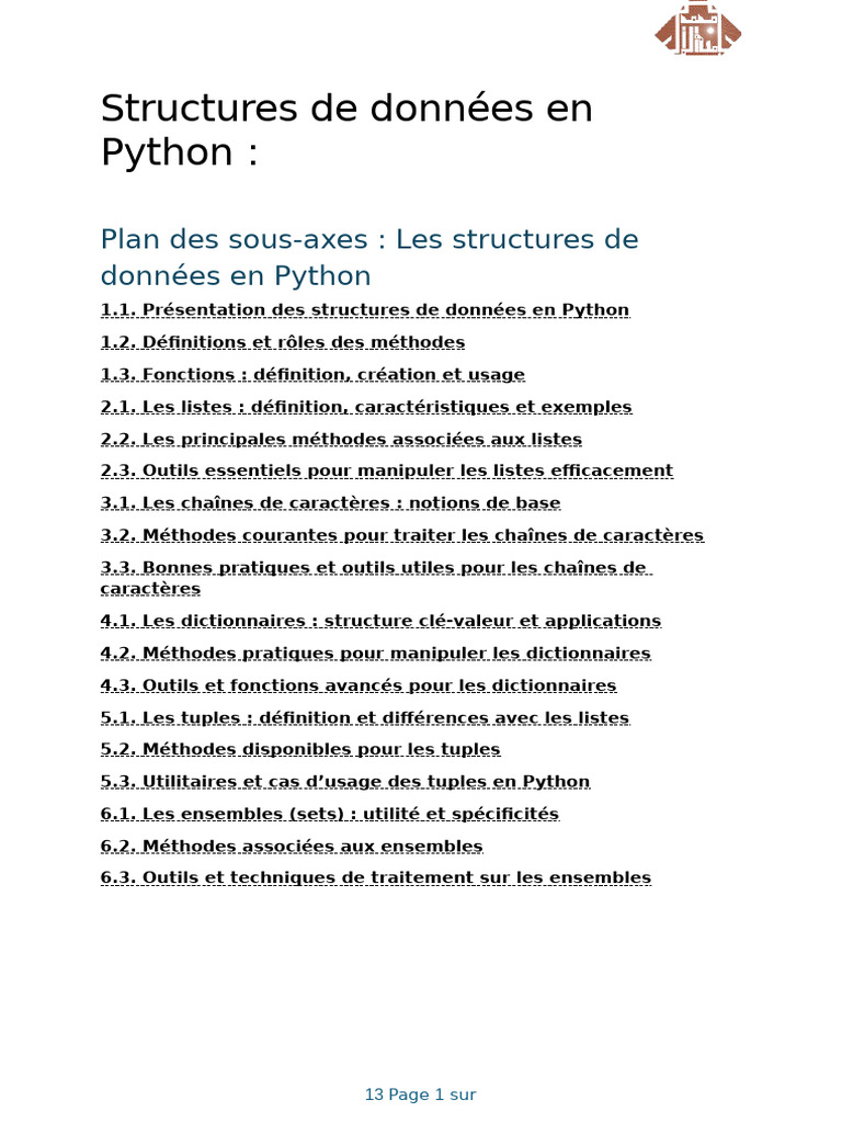 Structures de données en Python | PDF | Python (Langage de ...