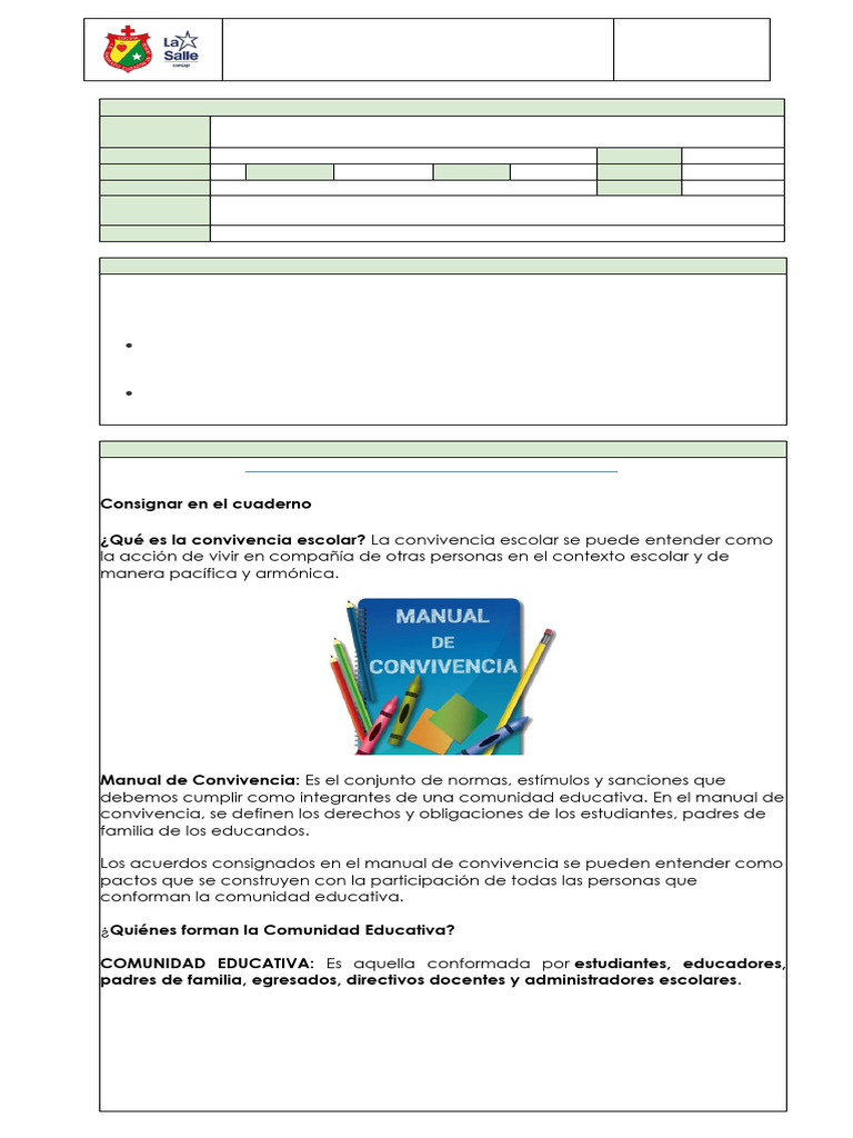 Normas de Convivencia Escolar para Estudiantes | PDF | Aprendizaje
