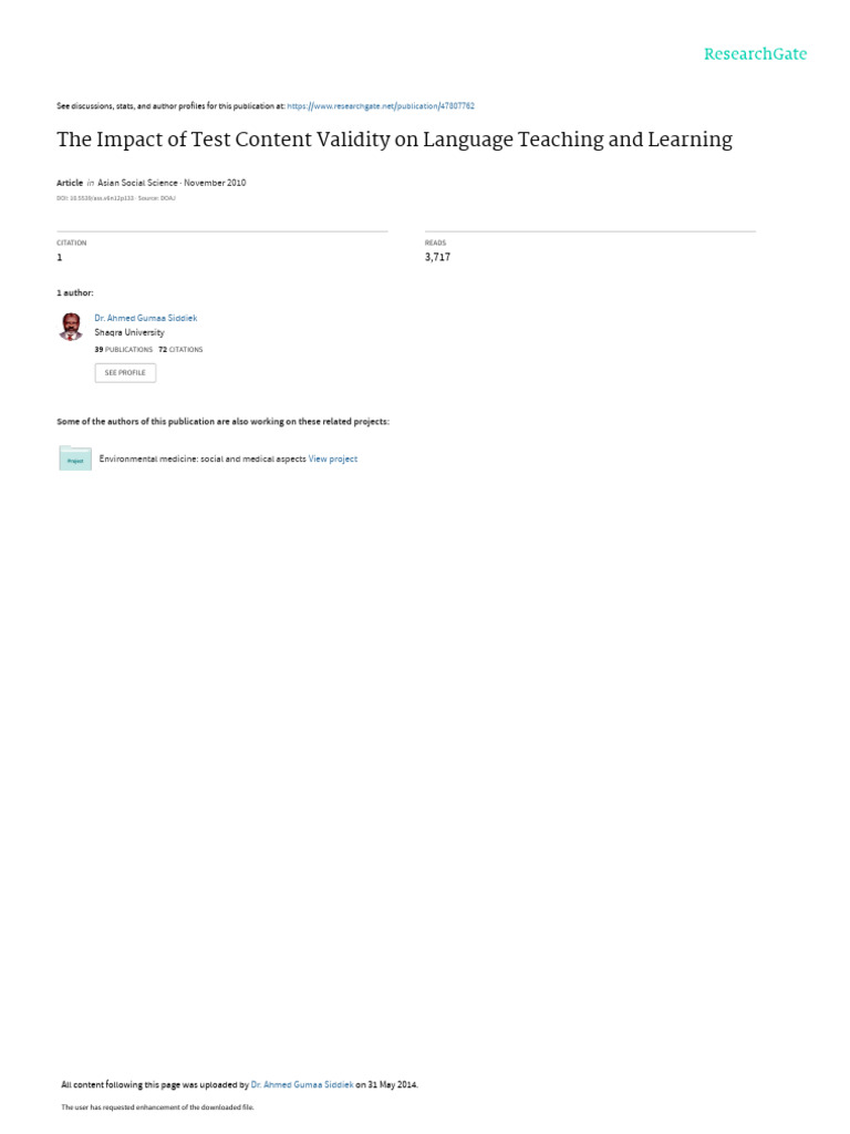 Test Content Validity in Language Education | PDF | Educational ...