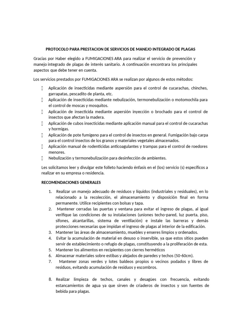 Protocolo de Control de Plagas 2025 | PDF | Pesticida