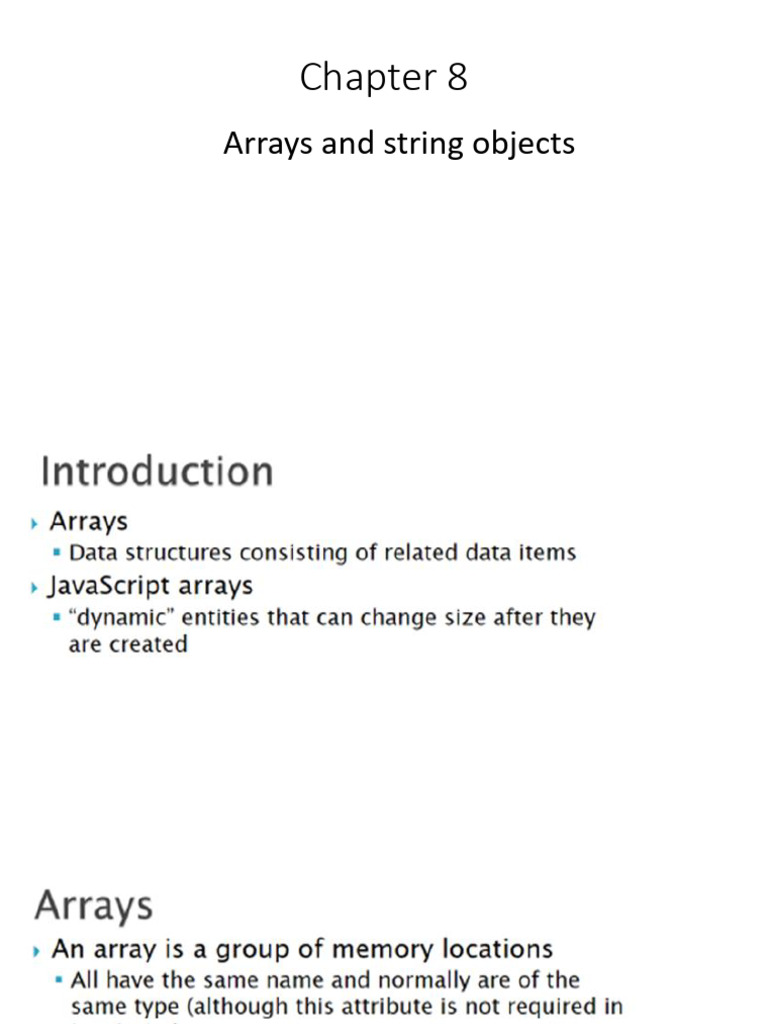 JavaScript Arrays and Strings Overview | PDF