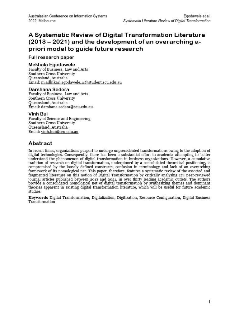 Systematic Review of Digital Transformation | PDF | Business