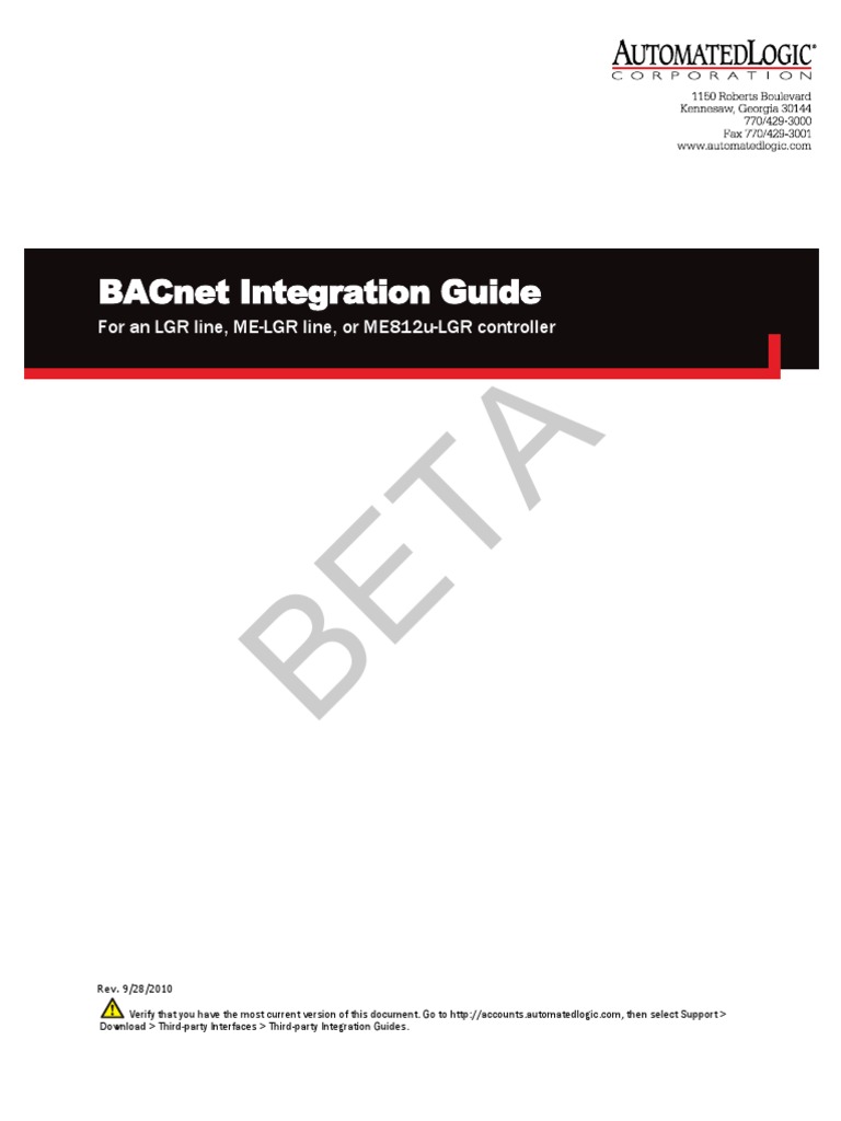 BACnet Integration Guide For For LGR, ME-LGR, ME812u-LGR-BETA | PDF ...