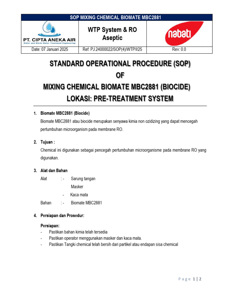 SOP Penggunaan Biomate MBC2881 | PDF