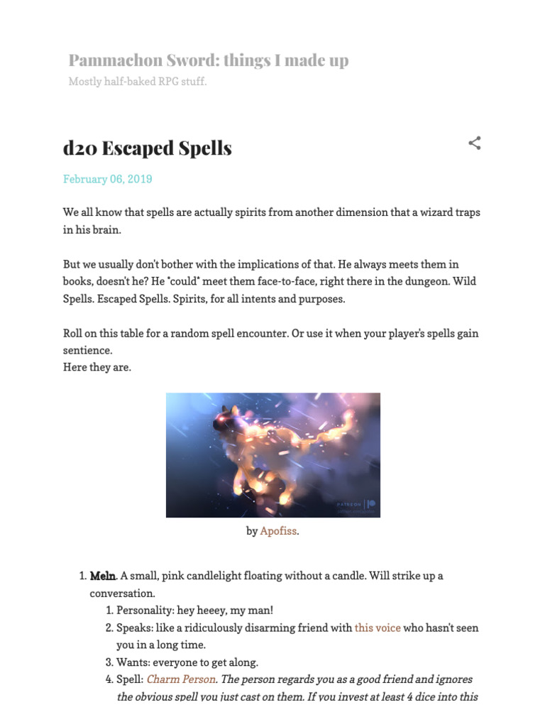 Escaped Spells for RPG Encounters | PDF