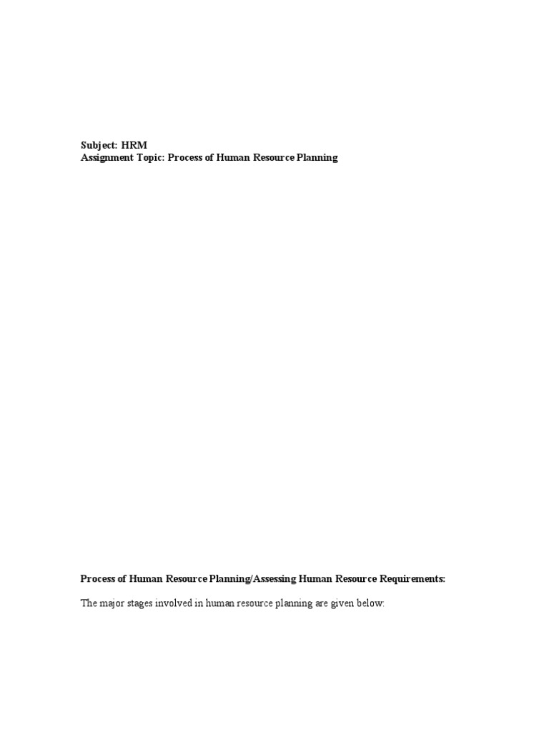 Process of Human Resource Planning Assignment PDF Forecasting