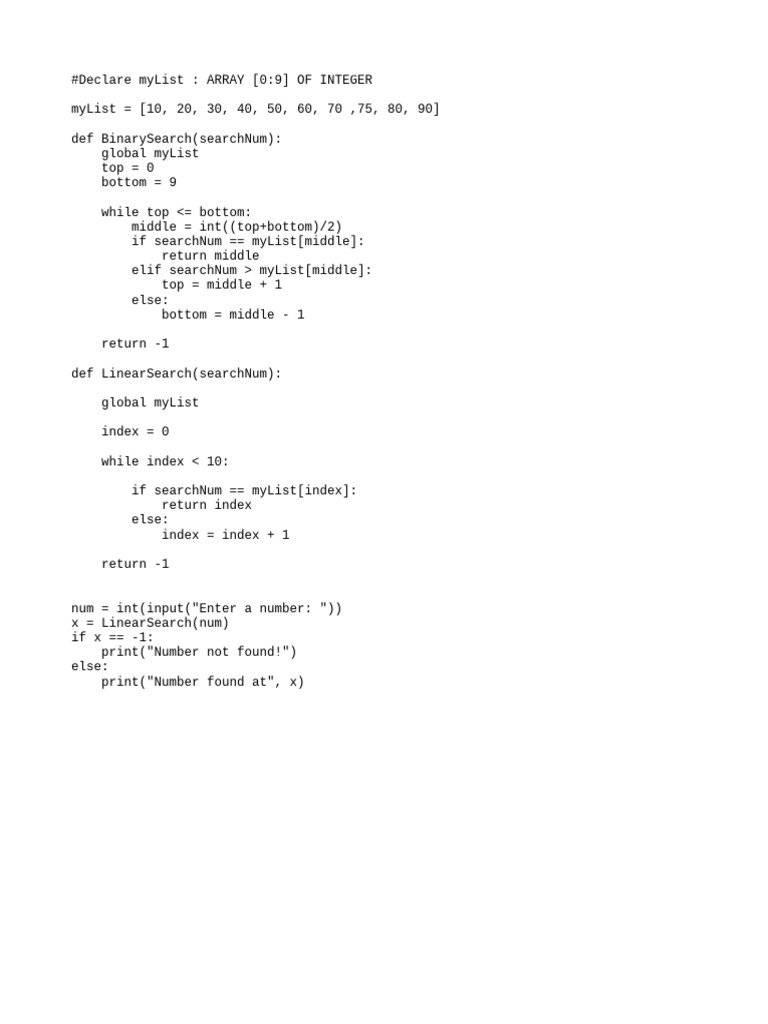 Binary Search and Linear Search | PDF