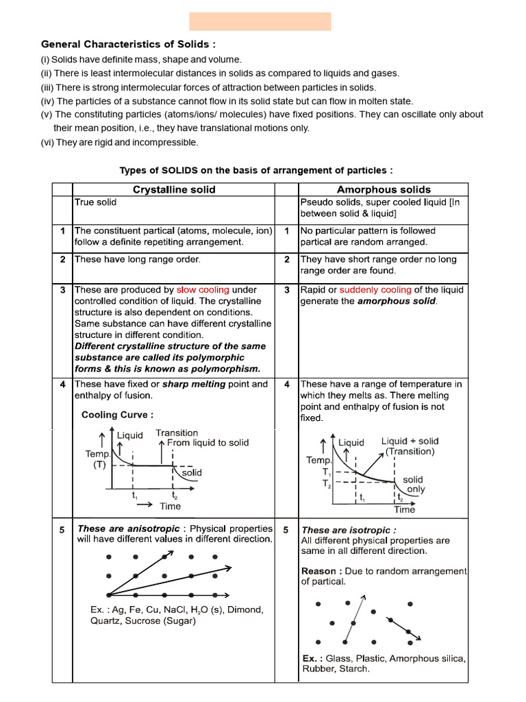 Crystalline Vs Amorphous Solids | PDF