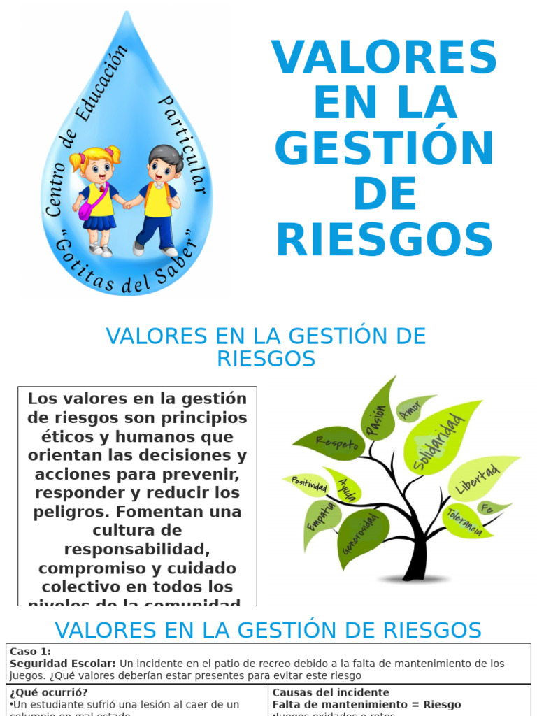 Valores en la Gestión de Riesgos Escolar | PDF | Valores | Riesgo