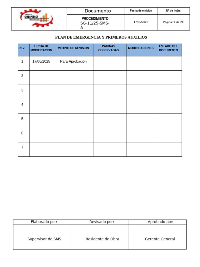 Plan de Emergencia y Primeros Auxilios | PDF | Reanimación ...
