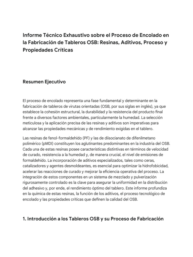 Proceso de Encolado en Tableros OSB | PDF | Madera | Química