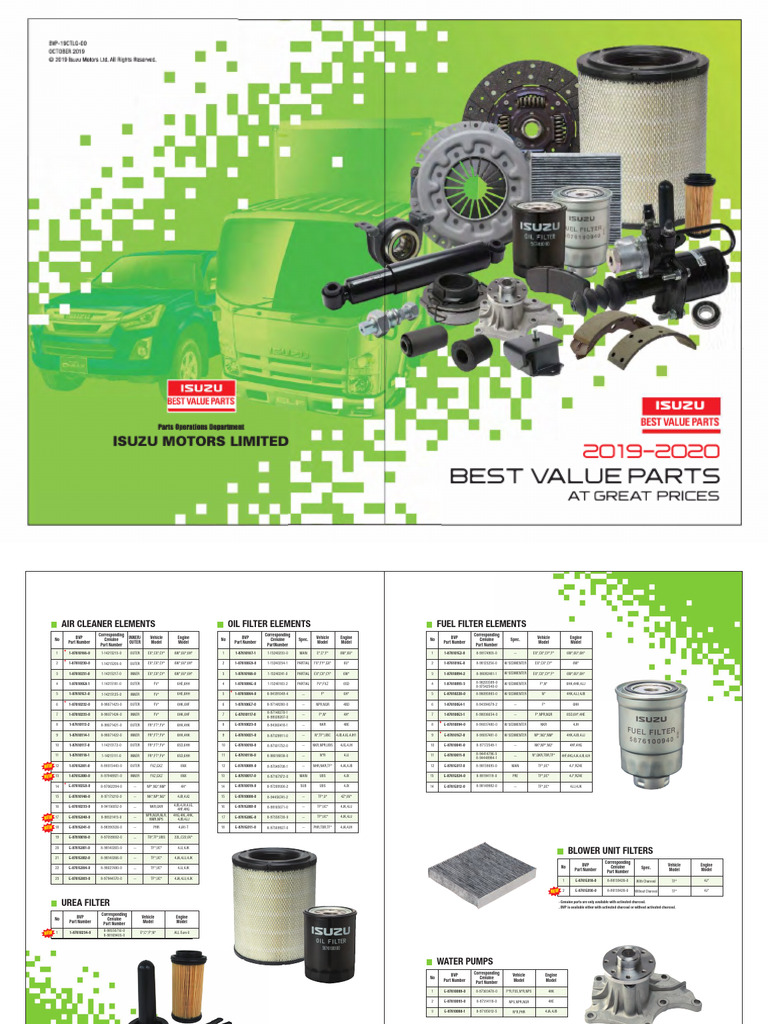 Isuzu Best Value Parts Catalog 2019 | PDF | Clutch | Vehicles
