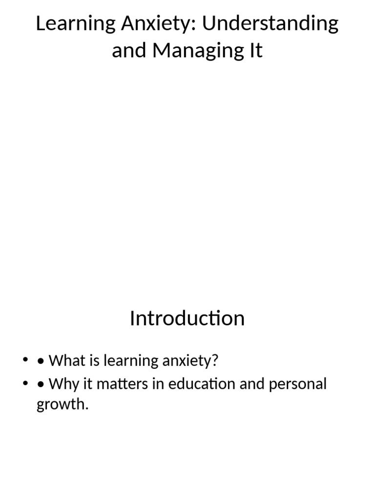 Managing Learning Anxiety in Students | PDF