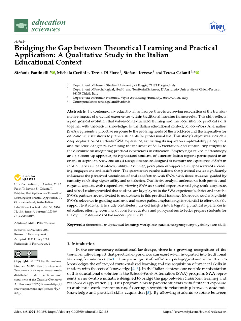 Bridging Theory and Practice in Education | PDF | Qualitative Research ...