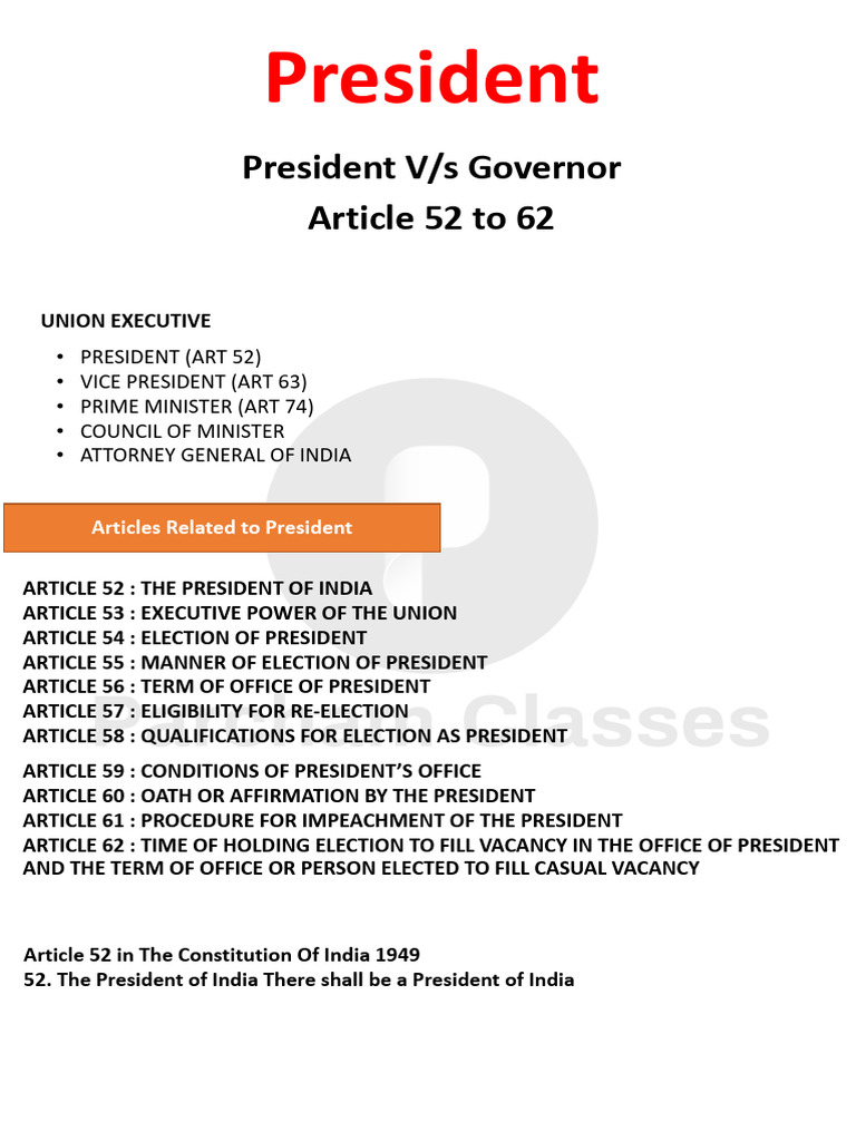 Overview of Articles 52-62: President's Role | PDF | Pardon | Veto