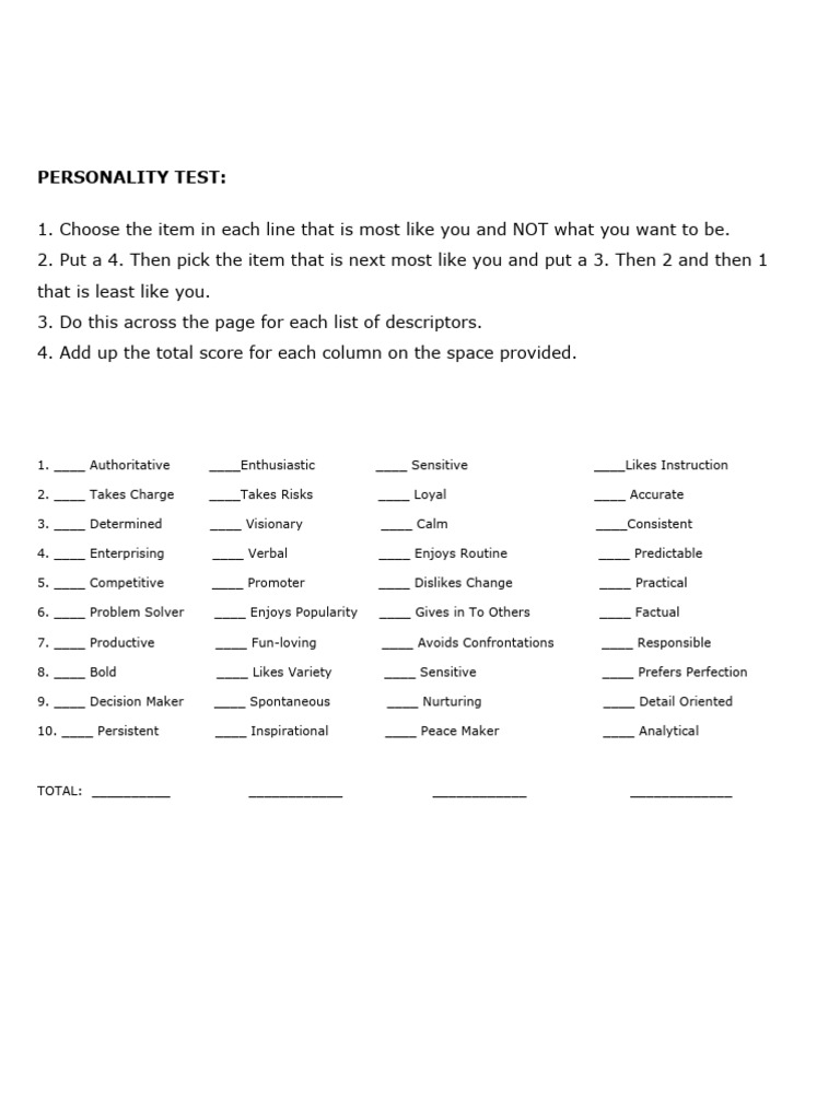 Personality Test | PDF
