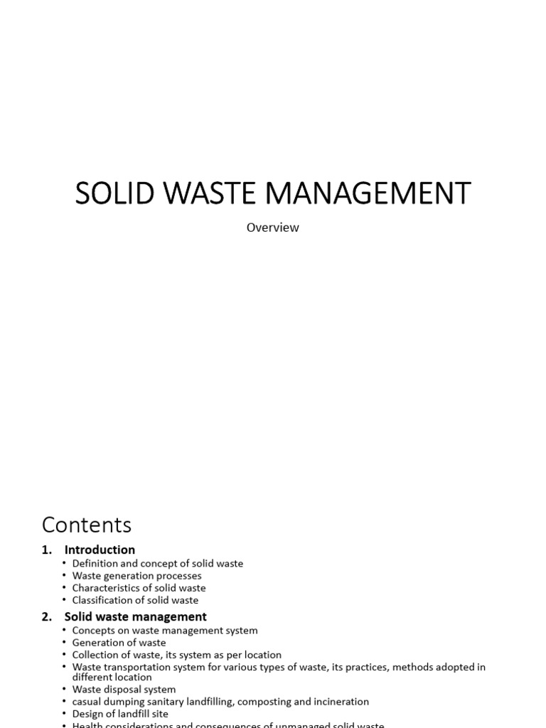 Solid Waste Management Overview | PDF | Waste Management | Waste