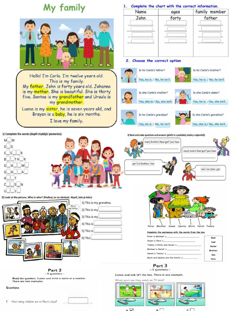 Family and Friends Unit 3 Worksheet | PDF