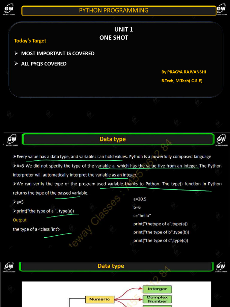 Python U 1 ONE SHOT Notes 3274a73a 505d 4b2b b69f 250507 214332 | PDF