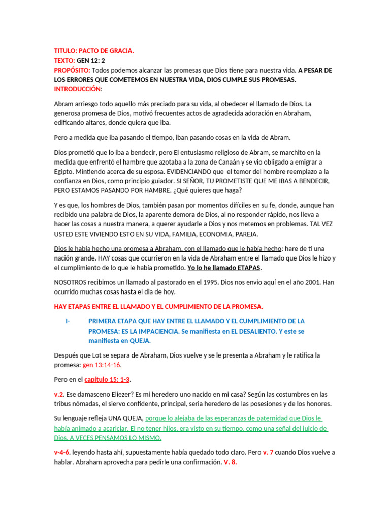 Etapas del Pacto de Gracia en Abraham | PDF | Abrahán | Ismael