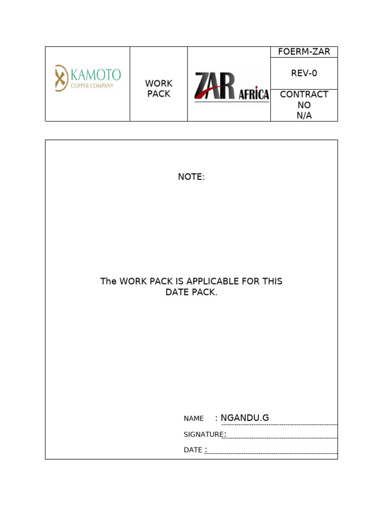 Work Pack Contract Overview | PDF