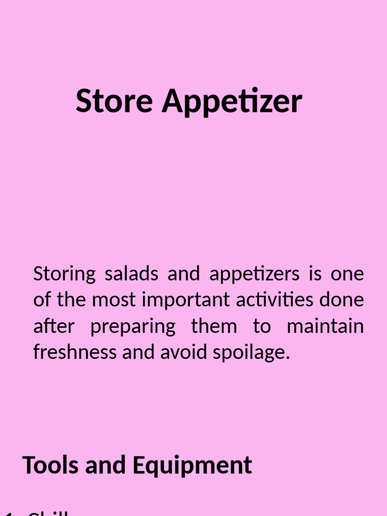Best Practices for Storing Appetizers | PDF