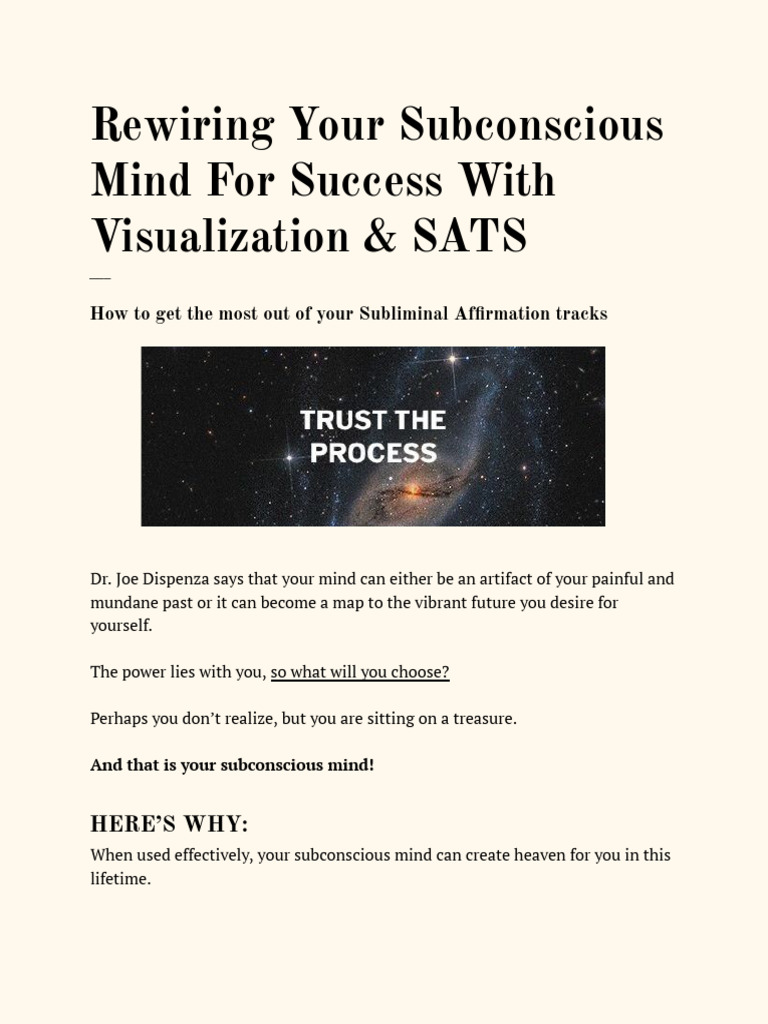 Rewiring Your Subconcious Mind For Success | PDF | Mind | Feeling