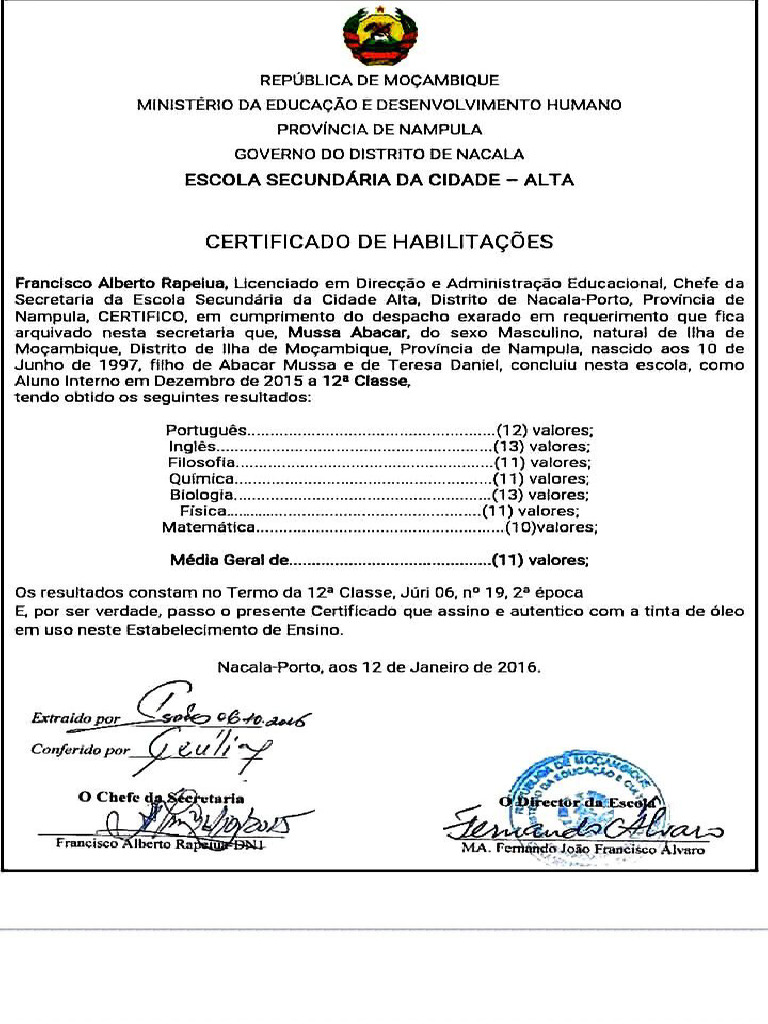 Certificado de Habilitações | PDF