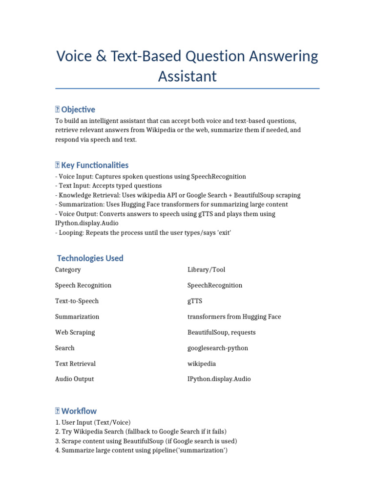 Voice Text QA Assistant Documentation | PDF