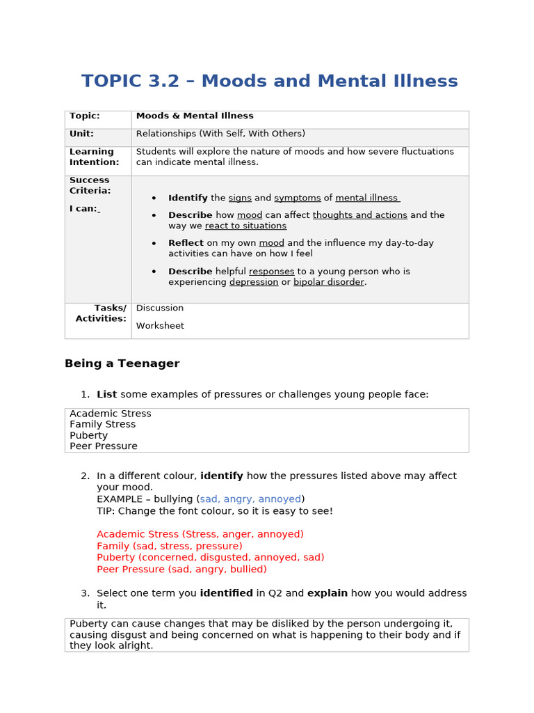 Understanding Youth Mood Disorders | PDF | Mental Disorder | Major ...