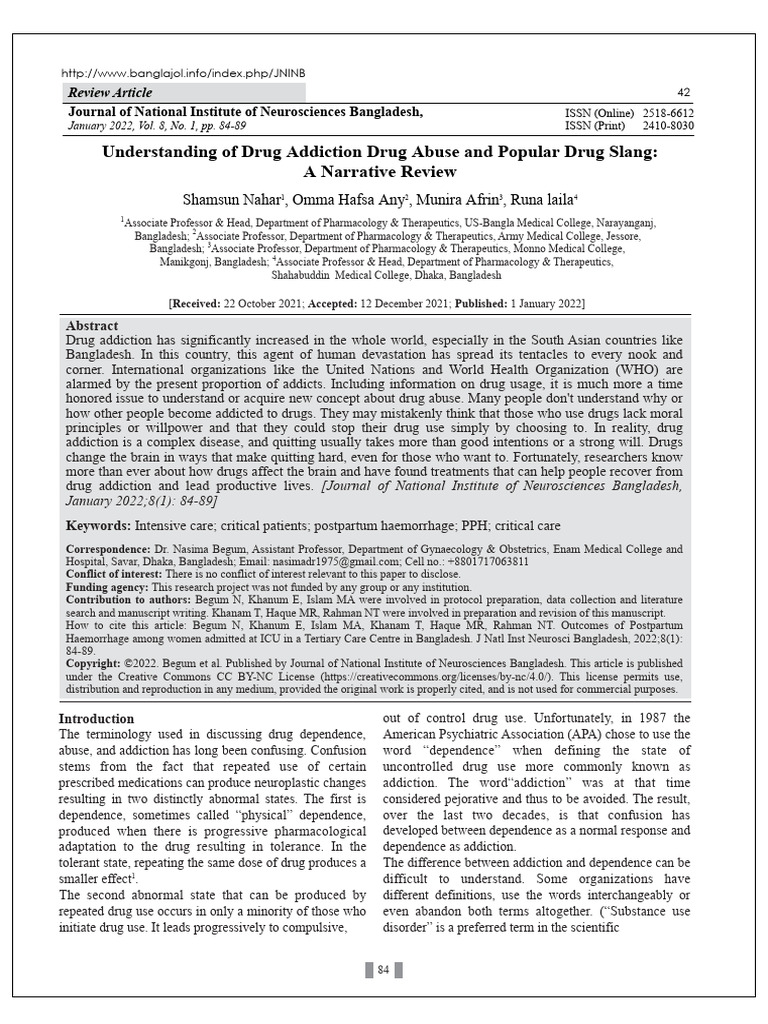Understanding Drug Addiction in Bangladesh | PDF | Substance Dependence ...