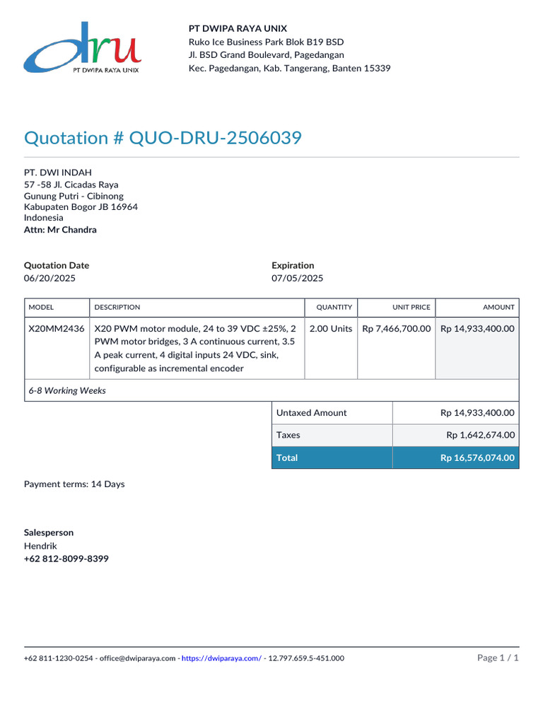Quotation QUO DRU 2506039 | PDF