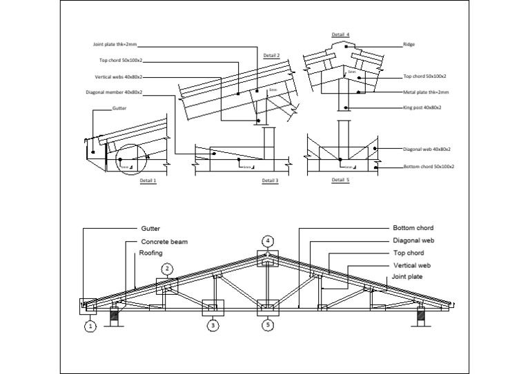 Steel Roof Truss Construction Details | PDF