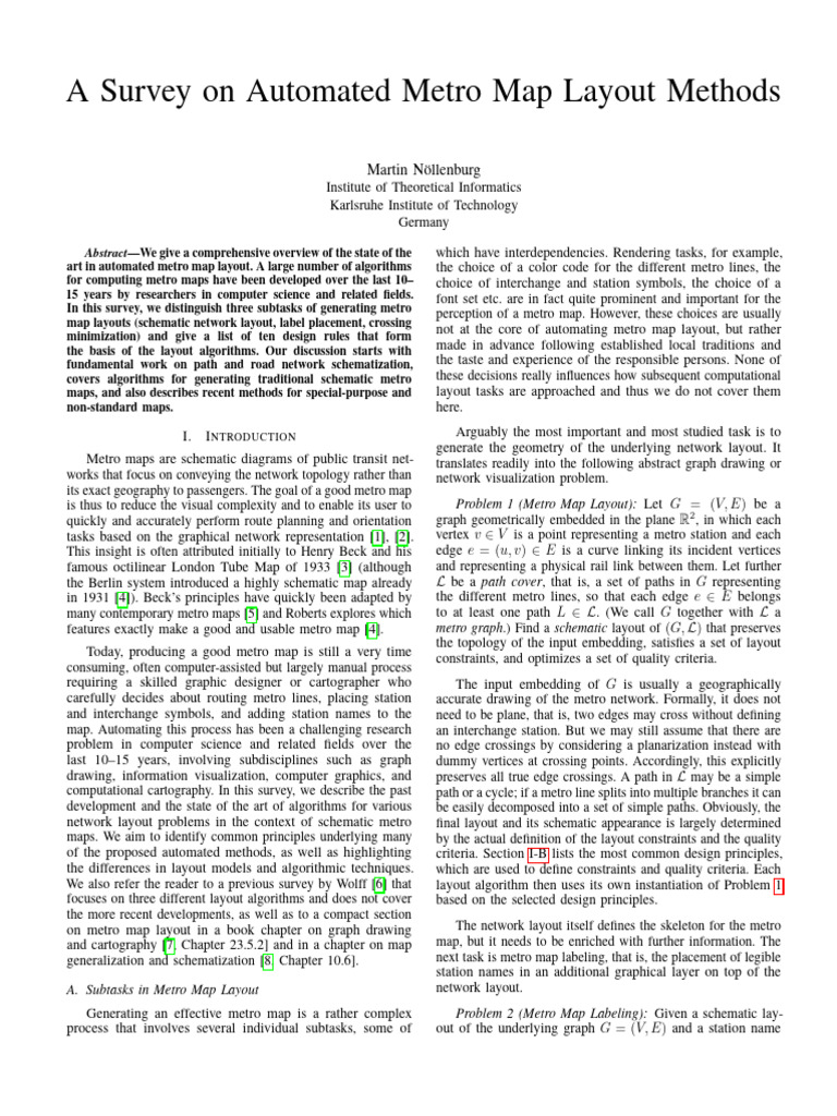 Automated Metro Map Layout Survey | PDF | Linear Programming ...
