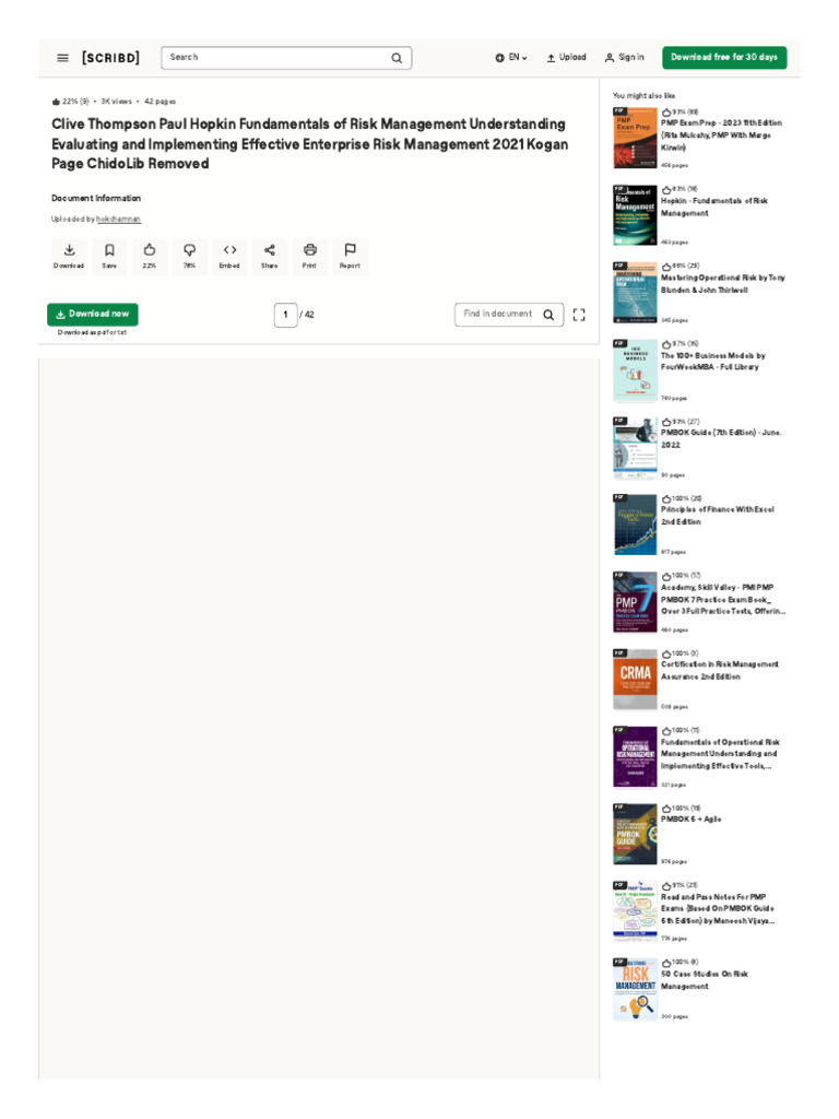 Fundamentals of Risk Management Overview | PDF | Enterprise Risk ...
