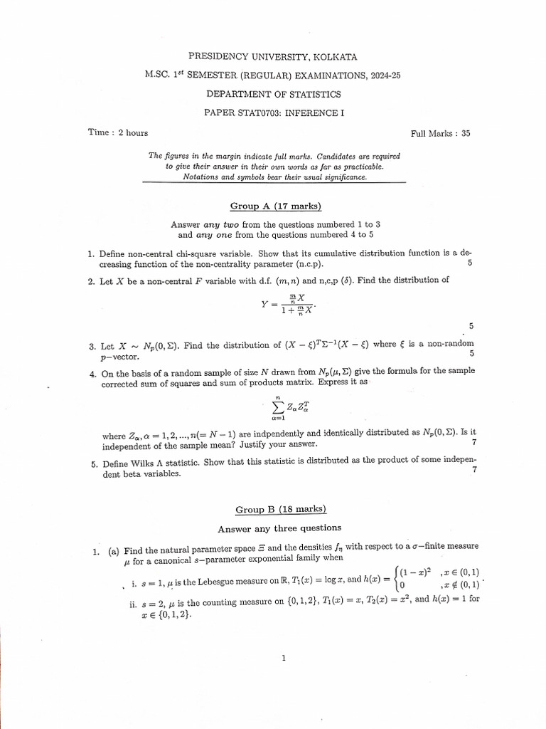 STAT0703 Endsem 2024-25 | PDF