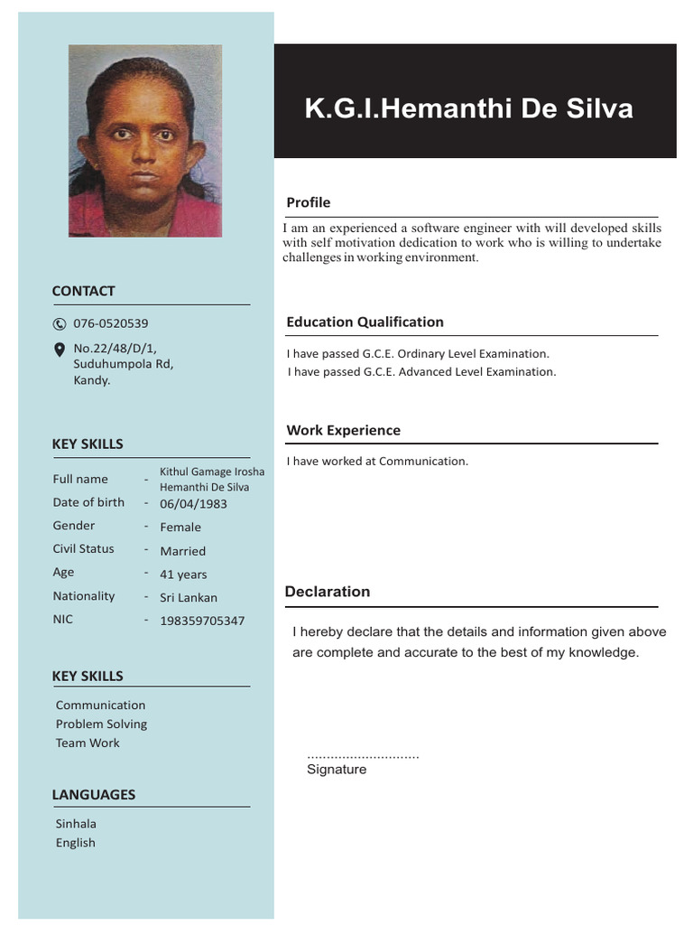 Software Engineer Profile - Kithul Gamage Irosha | PDF