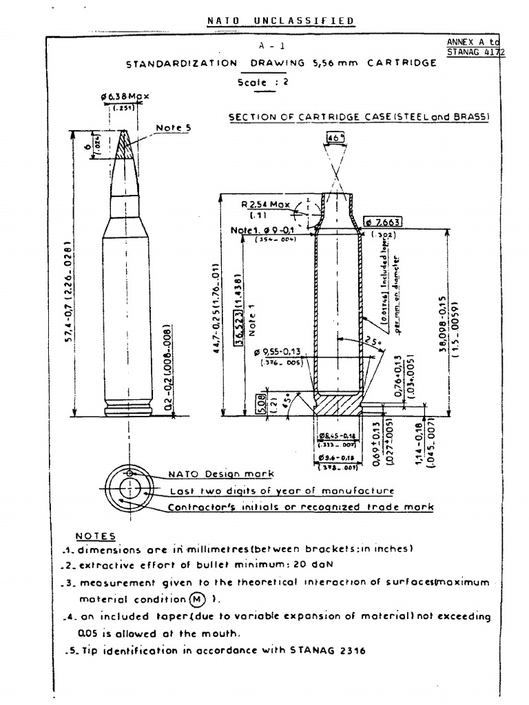 5.56 mm Cartridge Standardization Drawing | PDF | Pistol And Rifle ...