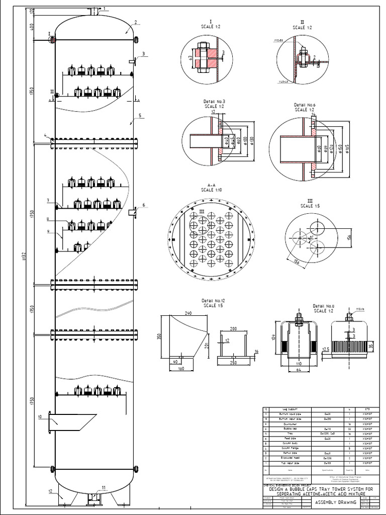 Bubble Cap Tray Tower Design Document | PDF | Chemical Process ...