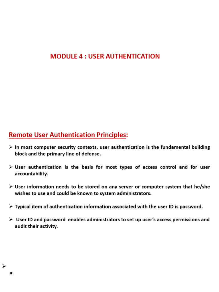 User Authentication Principles and Protocols | PDF | Public Key ...