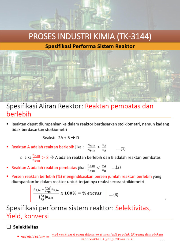 Spesifikasi Performa Sistem Reaktor Kimia | PDF