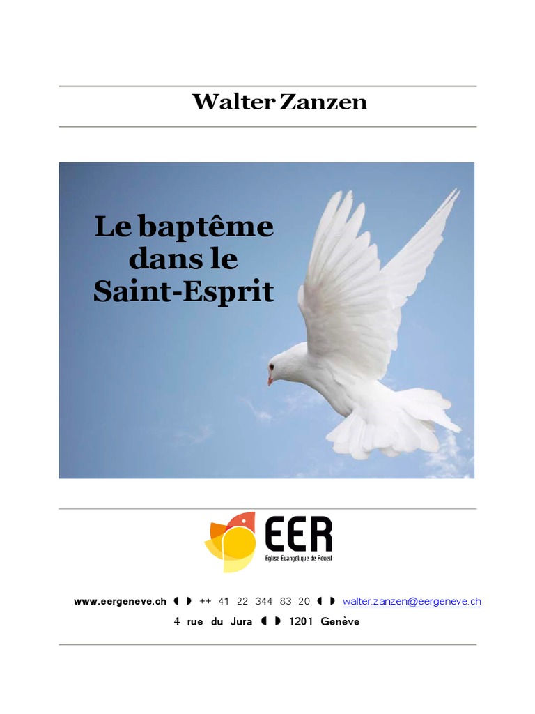 Le Baptême Dans Le SaintEsprit PDF SaintEsprit Baptisme