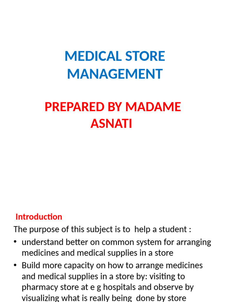 Medical Store Management Essentials | PDF | Pallet | Warehouse