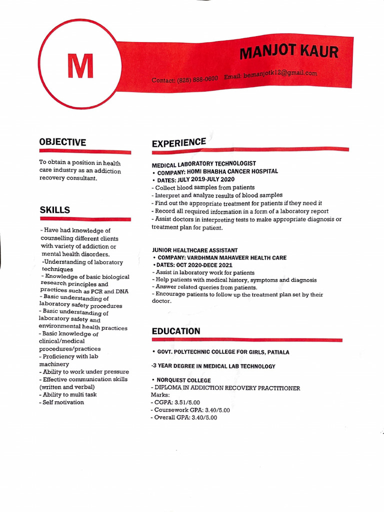 Resume Manjot Kaur PDF - 1